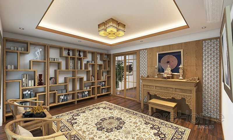 Mẫu bàn thờ được chạm khắc tinh xảo, tỉ mỉ cho không gian thờ cúng trang nghiêm
