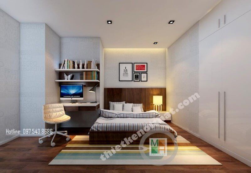 Giấy dán tường họa tiết được gia chủ lựa chọn tạo điểm nhấn thêm cho căn phòng thêm tinh tế và đẹp mắt hơn