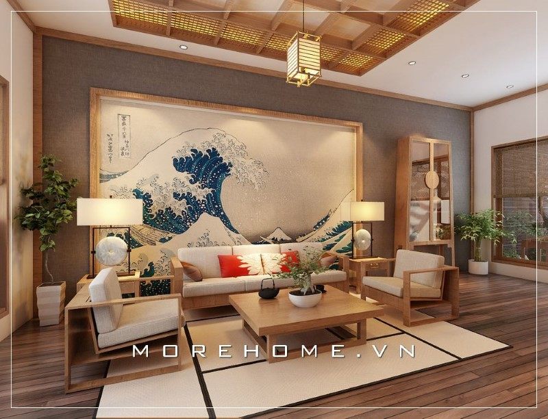 Xu hướng thiết kế phòng khách theo phong cách Nhật Bản đang được nhiều người áp dụng vào các căn hộ biệt thự.